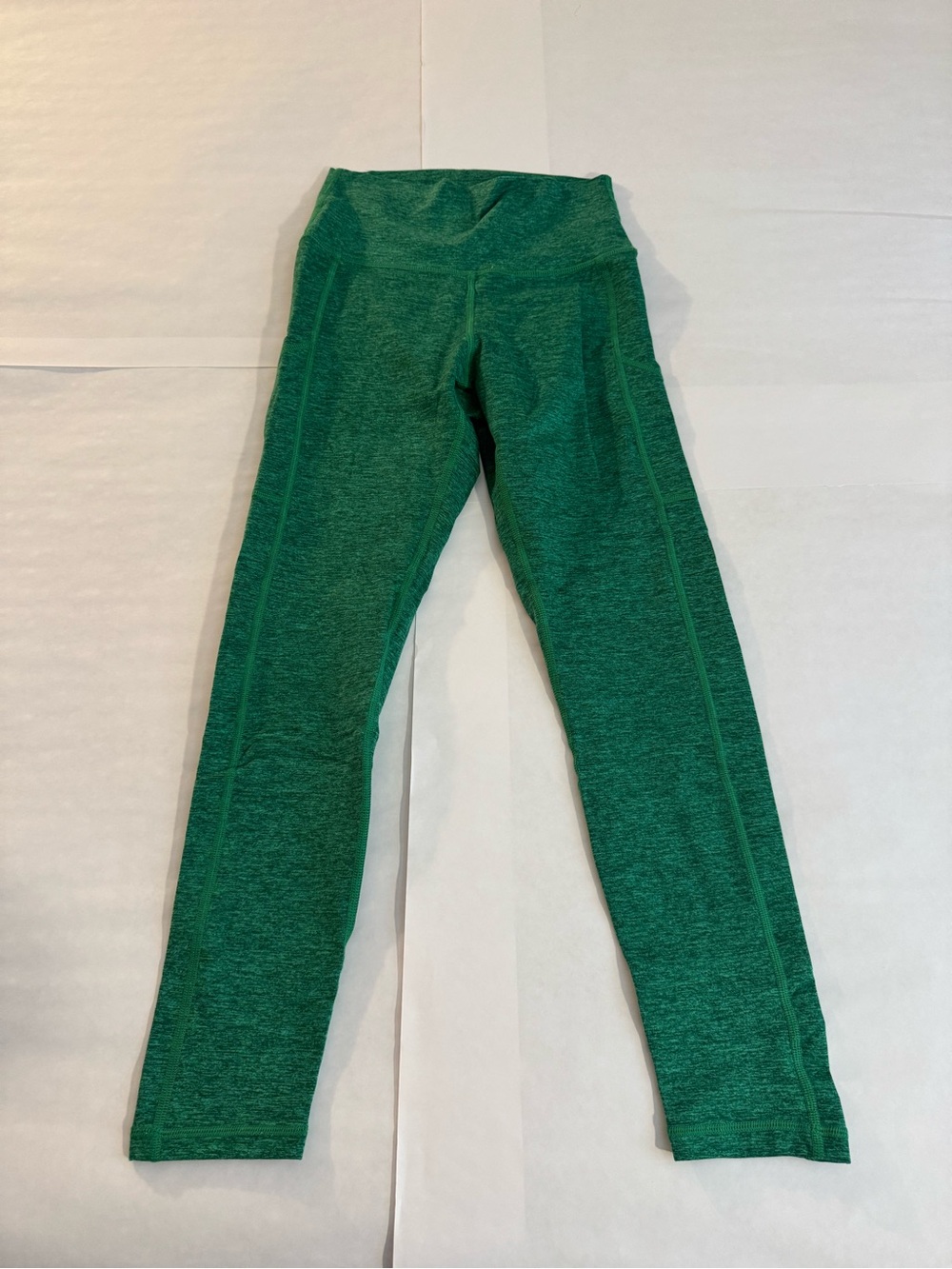 High-Waist Green Seam-Detail Leggings